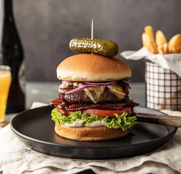 Angus Beef and Bacon Burger With Brie