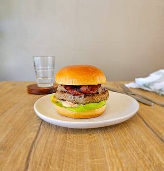 Angus Beef, Grilled Bacon and Pineapple Salsa Burger