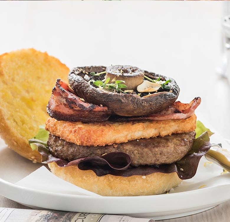 Beef and Mushroom Breakfast Burger