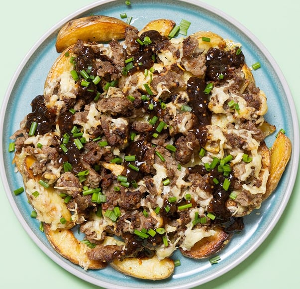 Caramelised Onion and Beef Patty Loaded Fries