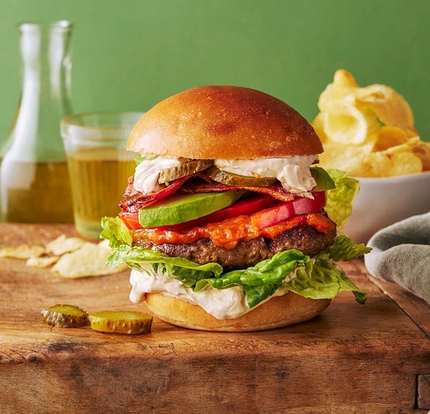 Kiwi Beef Burger with a Classic Onion Dip Mayo
