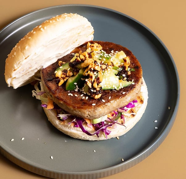 Lamb Burgers with Chilli Crisp & Smashed Cucumber