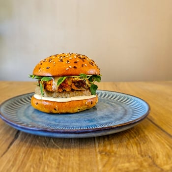 Lamb Burger with Harissa Roasted Cauliflower