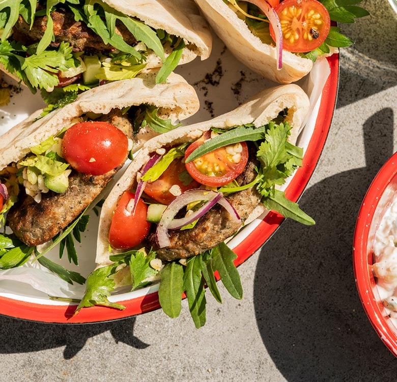 Lite Pita Pocket using Angel Bay Gourmet Lite Beef Patties