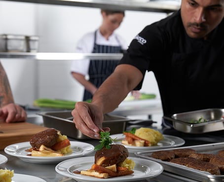 Chef prepping food