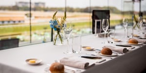Dining table overlooking Melbourne Cup track.