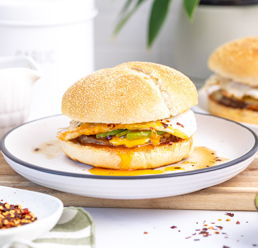 Brunch Burger with Spicy Maple Mustard Sauce