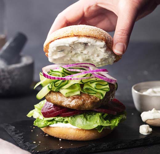 Lamb, Feta and Beetroot Burger using Angel Bay Premium Lamb Burger Patties