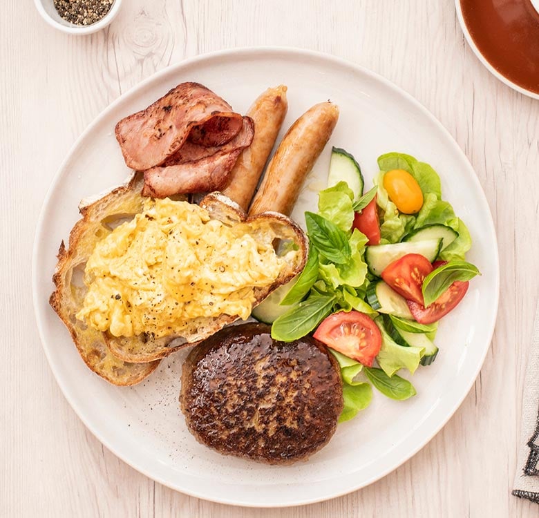 Breaky Mixed Grill with Scrambled Eggs