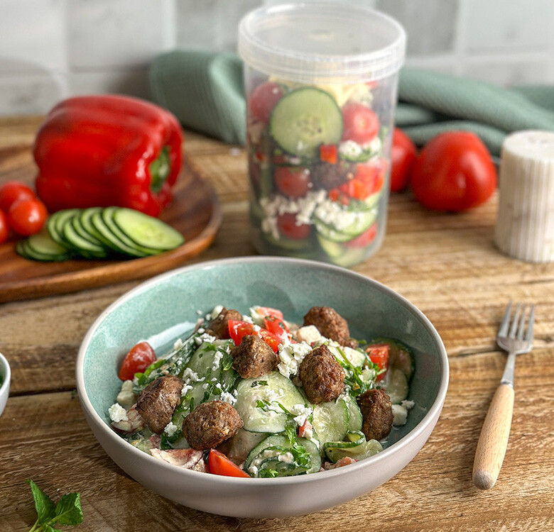 Chopped Meatball Greek Salad