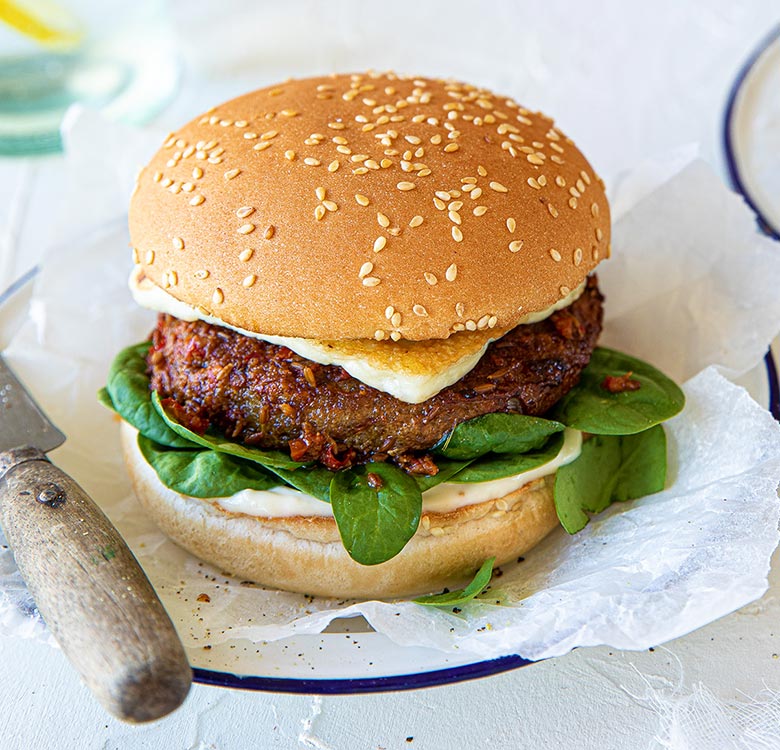 Lamb Harissa Burger using Angel Bay Premium Lamb Burger Patties