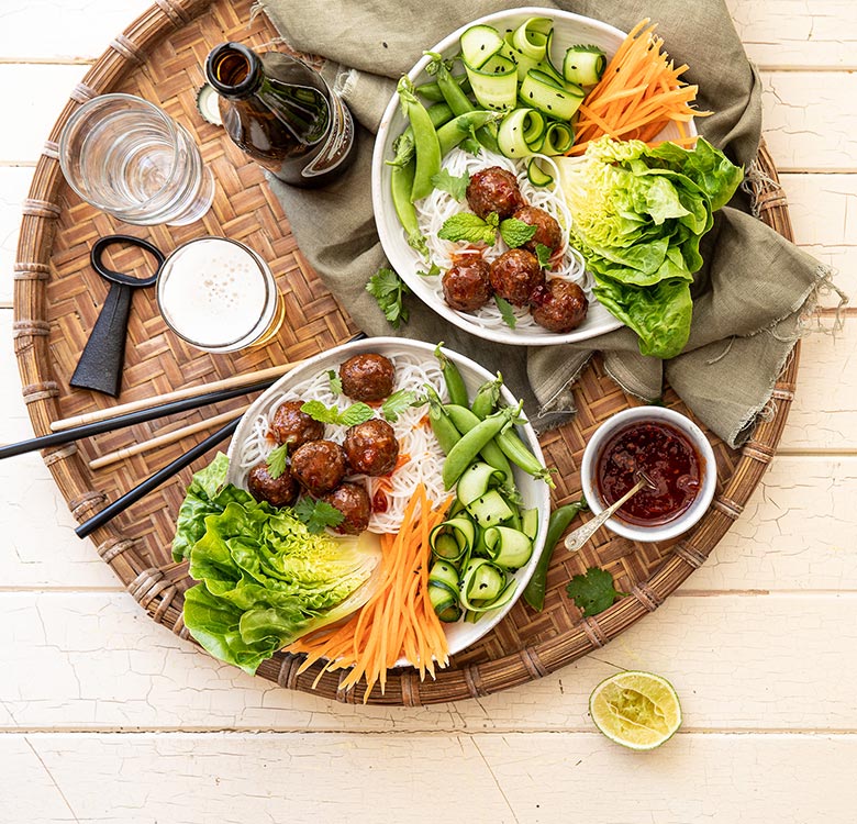 Sticky Meatball Poke Bowl