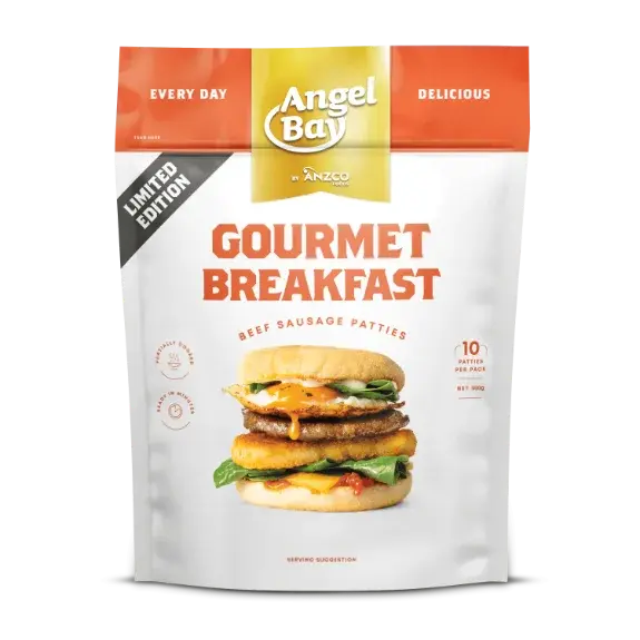 Angel Bay Gourmet Breakfast Beef Sausage Patties Pack Shot